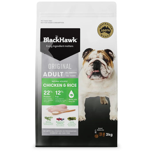 Black Hawk Holistic Adult Dog Chicken & Rice - 3kg - The Doggie Shop