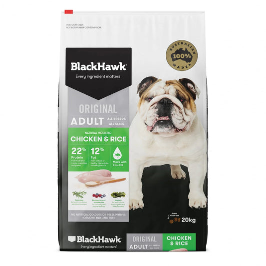 Black Hawk Holistic Adult Dog Chicken & Rice - 20kg - The Doggie Shop