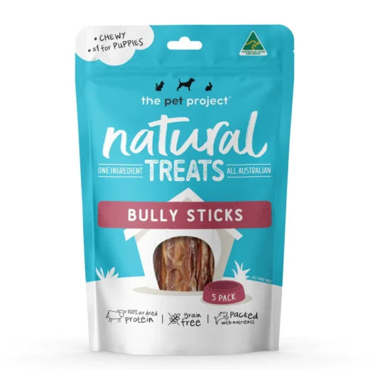 The Pet Project Natural Treats Bully Sticks 5 Pack - The Doggie Shop