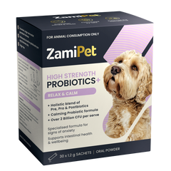 ZamiPet High Strength Probiotics+ Relax & Calm carton